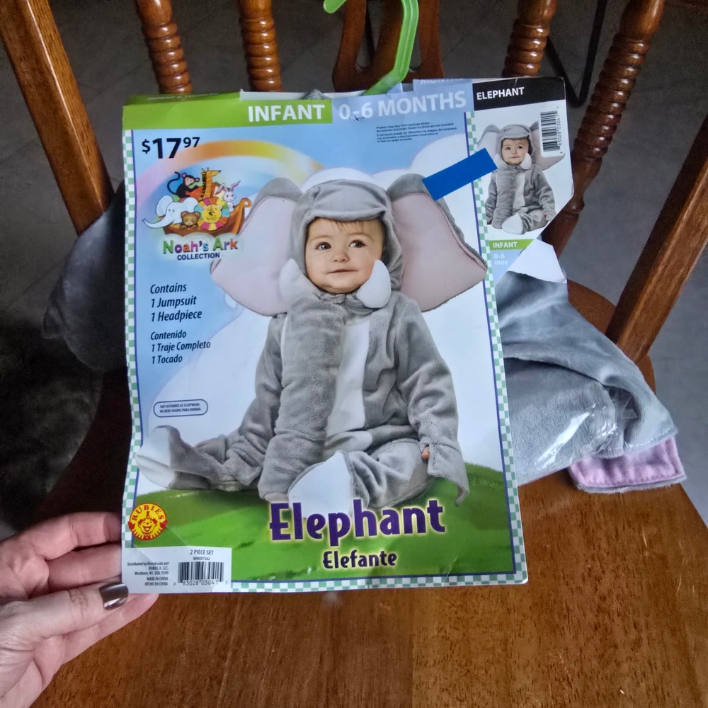 Vtg Rubies Noahs Ark Collection Elephant Infant Costume 0-6 Months